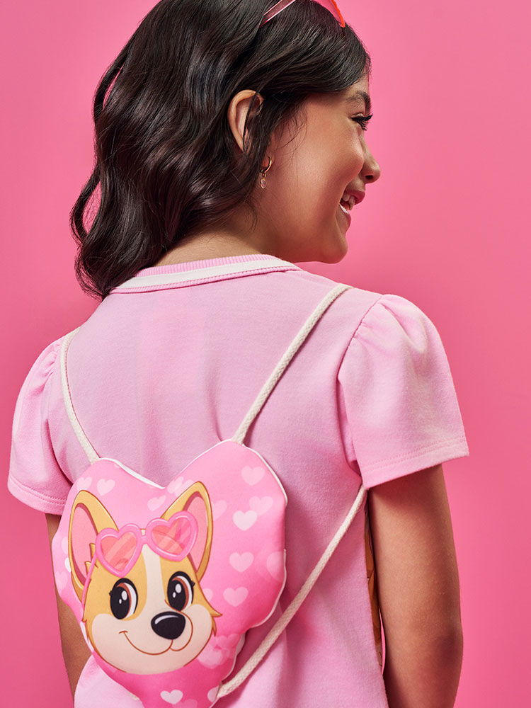 Conjunto Infantil com Blusa Boxy e Shorts com Bolsa – Look Menina Verão com Cachorrinhos ROSA IOGURTE