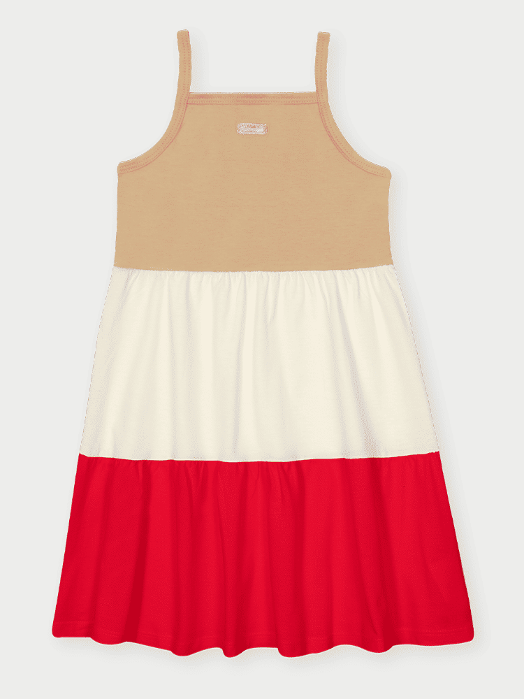 Vestido de Alça Infantil Color Block 3 Marias Bege Abrange