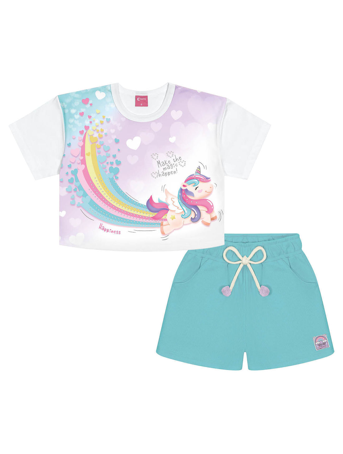 CONJ BLUSA E SHORTS BRANCO/AZ LITORAL
