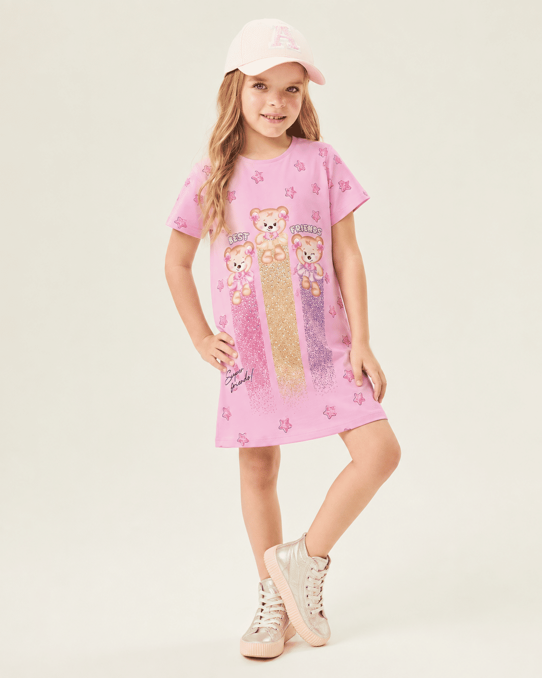 Vestido Urso Rosa Abrange Vestido Urso Rosa Abrange