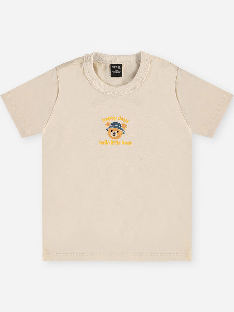 Conjunto Bebê Menino Camiseta Ursinho Bordado e Bermuda Jeans Médio Conjunto Bebê Menino Camiseta Ursinho Bordado e Bermuda Jeans Médio