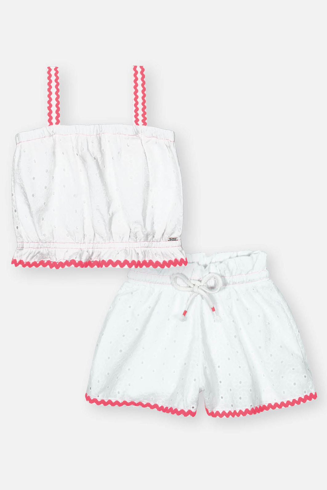Conjunto Infantil Menina Blusa E Short Laise Branco Mundo Cinti