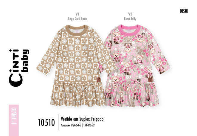 Vestido Infantil de Inverno Estampa Floral – Vestido Bebê Menina Fofo Mundo Cinti