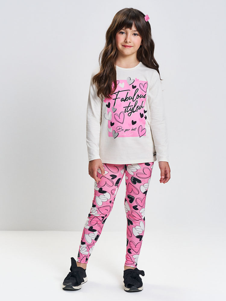 Conjunto Infantil Menina Fabulous Corações Mundo Cinti