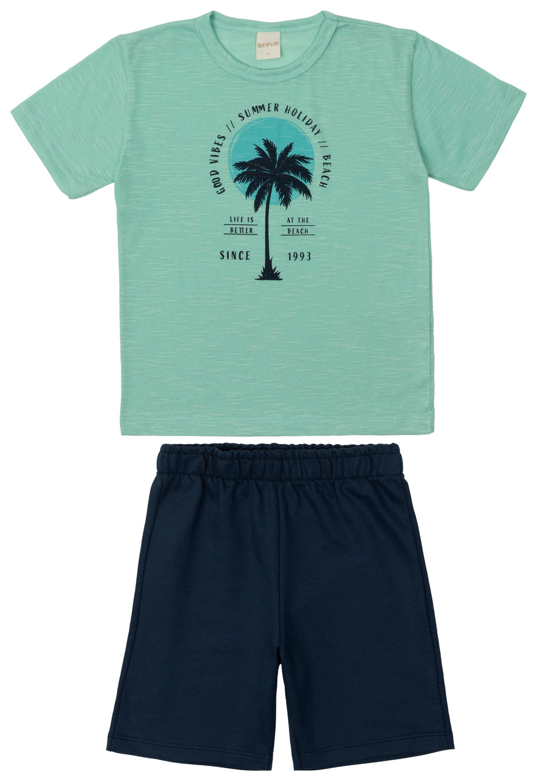 Conjunto Infantil Camiseta Palma e Bermuda Marinho Conjunto Infantil Camiseta Palma e Bermuda Marinho