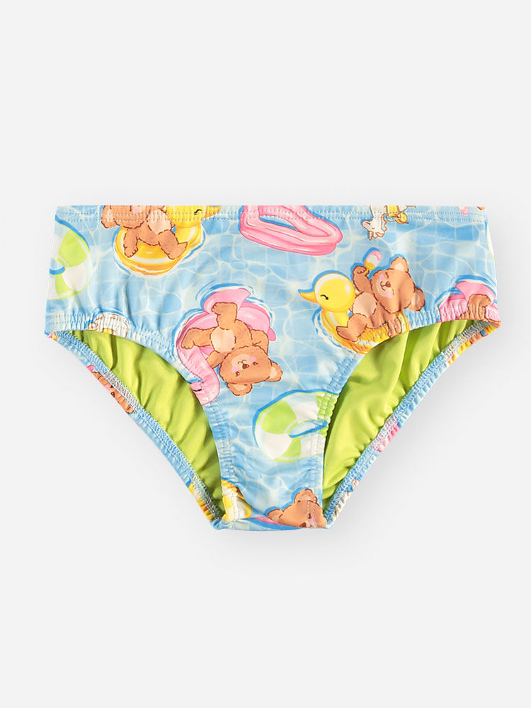 Conjunto Infantil Menina Biquíni e Blusa UV com Ursinho