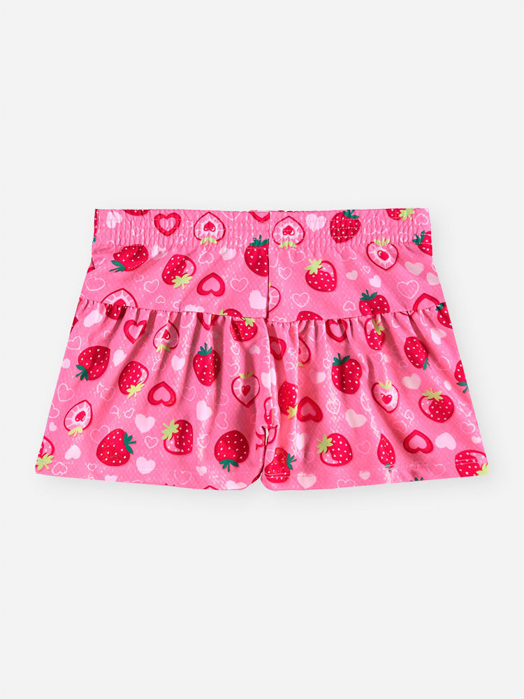 Conjunto Infantil Menina Blusa com Strass e Short de Morangos