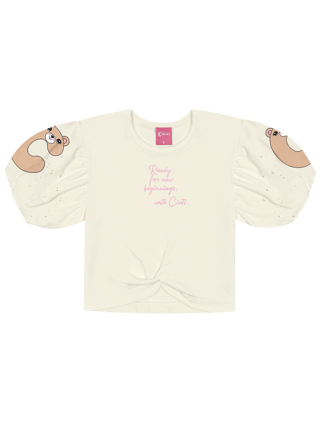 Conjunto Infantil Menina Blusa Cropped E Short-Saia Rosa E Natural Cinti