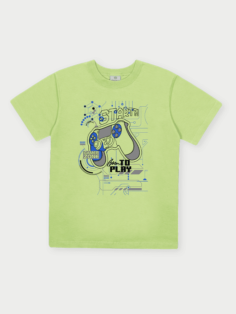 CONJ CAMISETA E BERMUDA FLUOR GR/AZ VIBRANTE