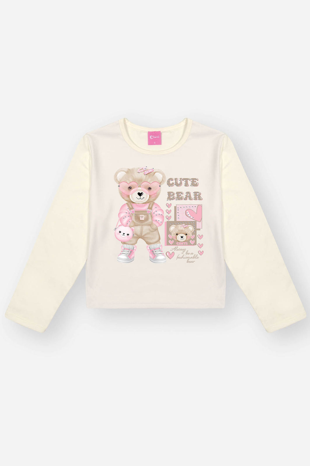 Conjunto Infantil Menina Blusa Cute E Calça Bege Mundo Cinti