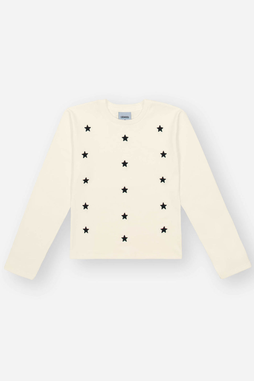 Blusa Infantil Menina Bordado Estrelas Natural CTV