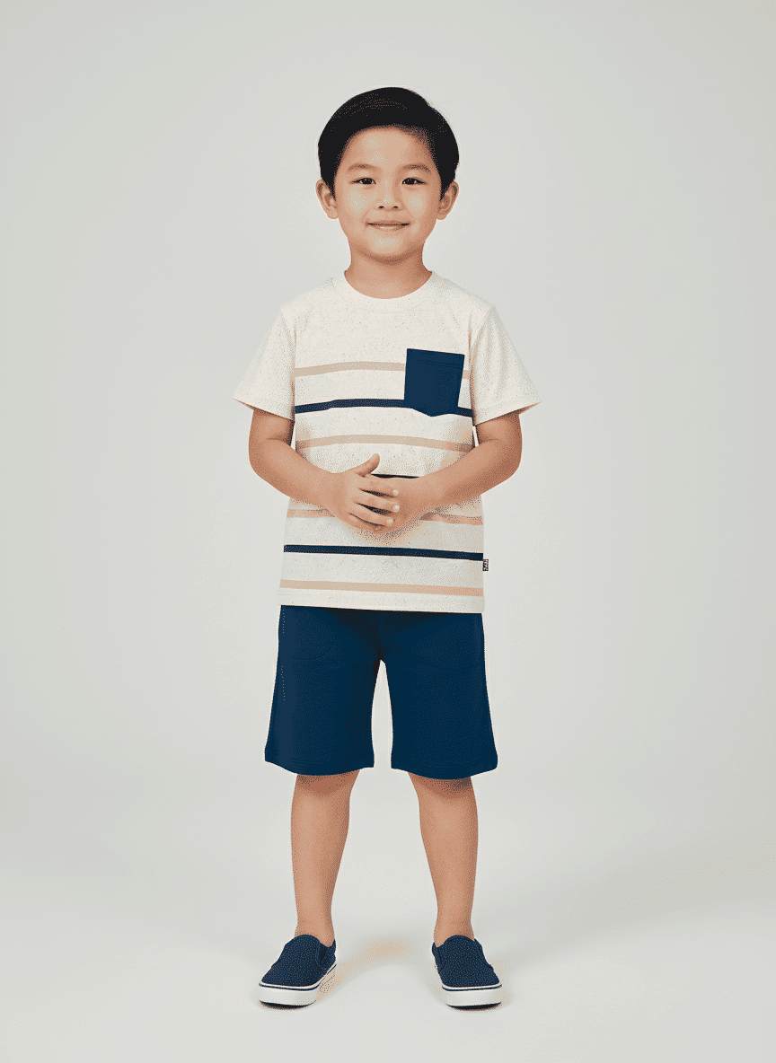 Conjunto Menino Listras Natural Abrange