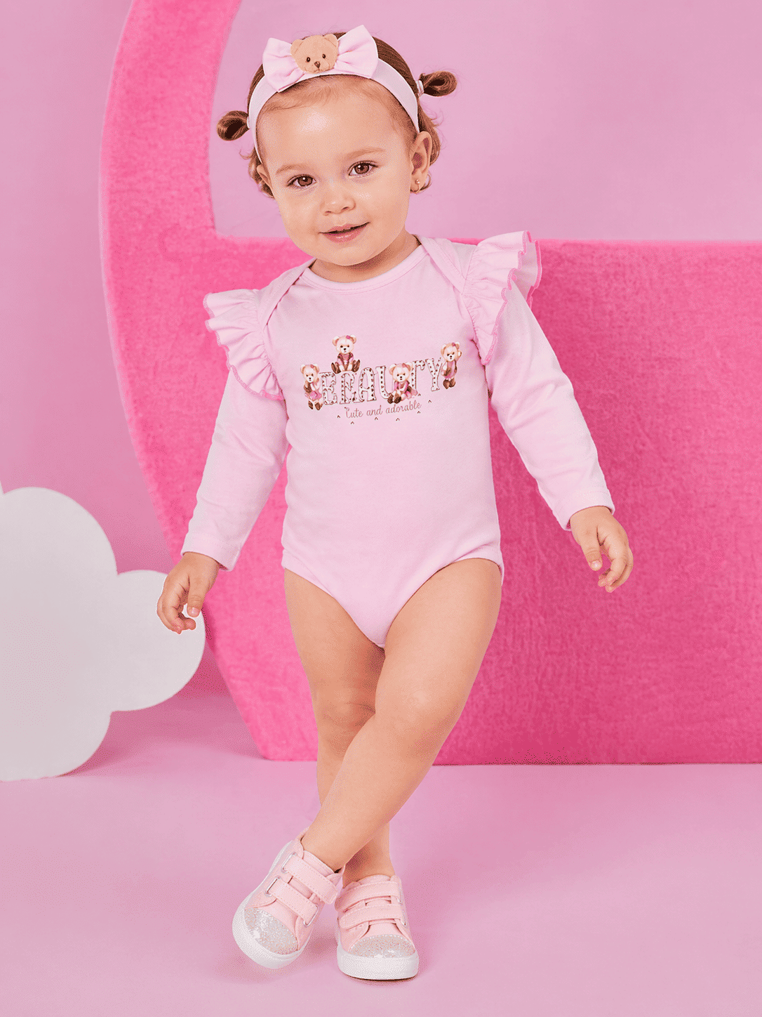 Body com Faixa Bebê Menina Ursas Adorable Mundo Cinti