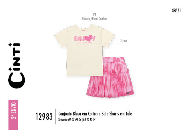 Conjunto Menina em Tule Corações ENJOY Mundo Cinti