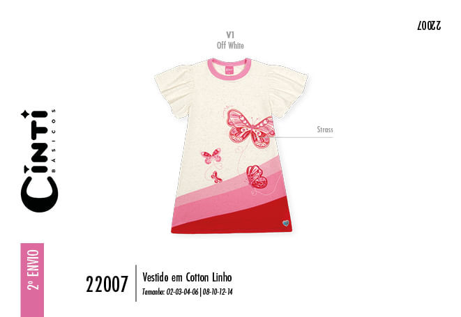 Vestido Infantil Manga Curta Borboletas Coloridas – Vestido Menina Mundo Cinti