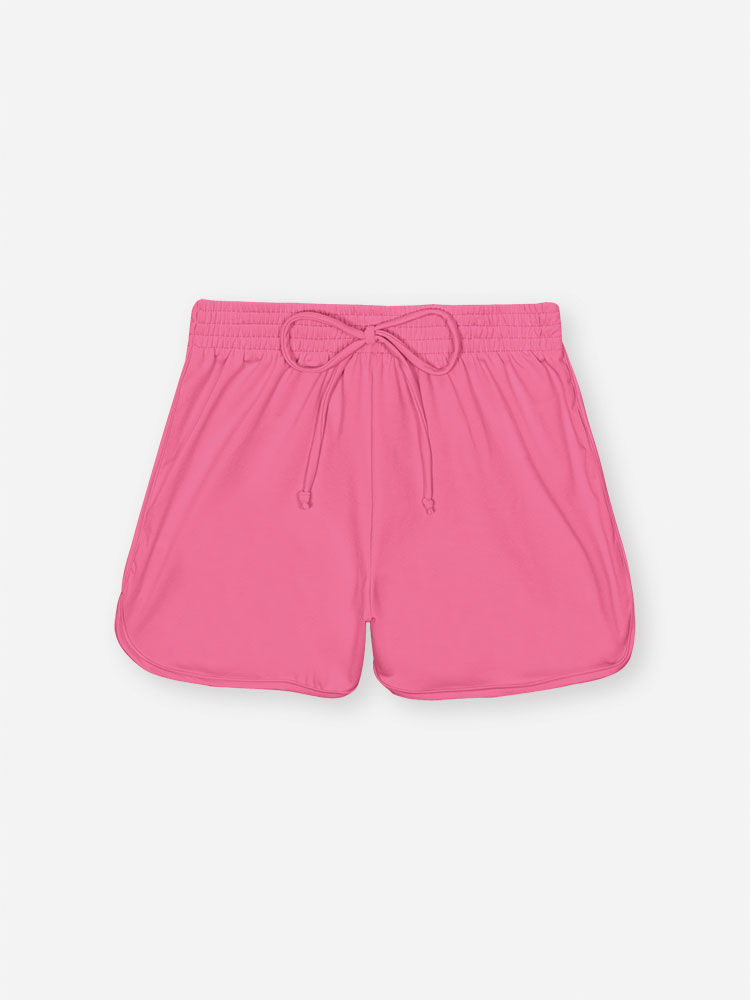 Shorts Infantil em Malha UV Neon – Short Menina Moda Praia Verão com Cordão ROSA