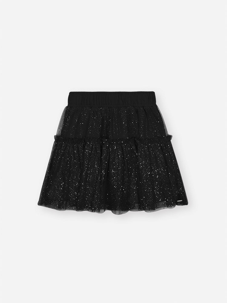 Saia-Shorts Infantil em Tule Glitter PRETO