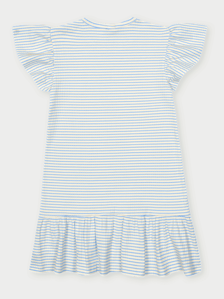 Vestido Infantil com Babados Listrado Azul Abrange