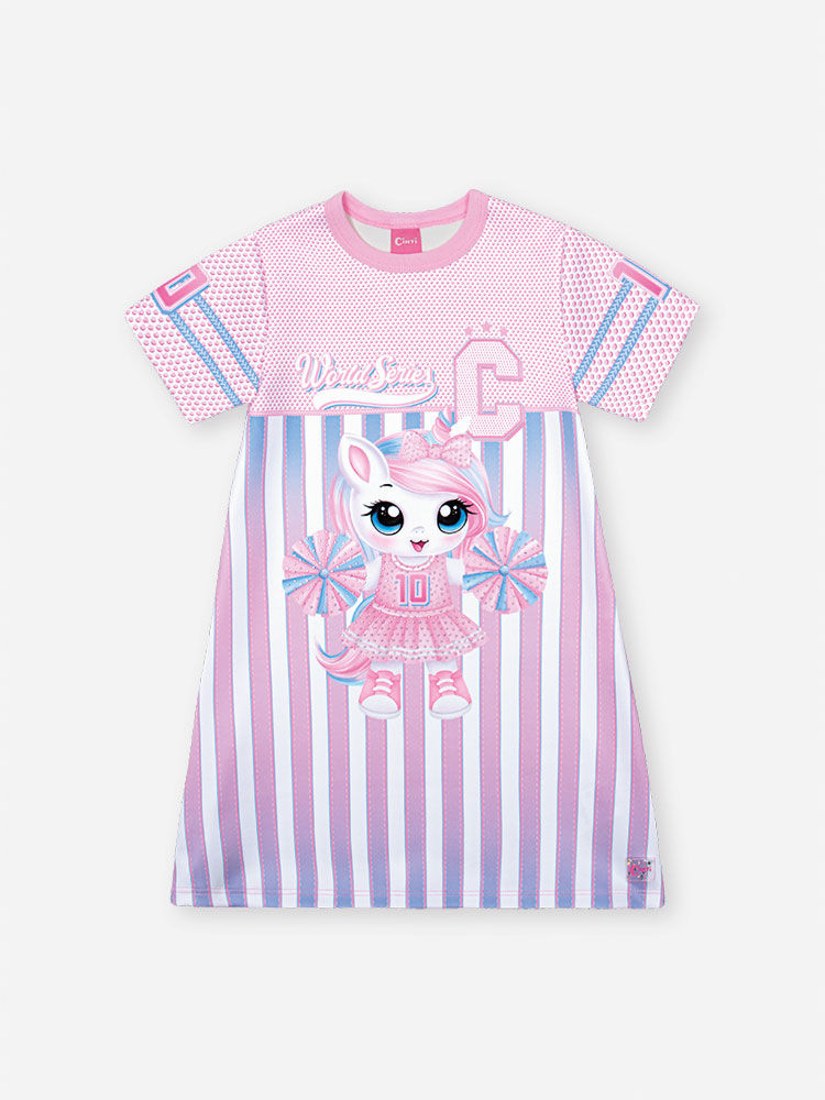 Vestido Infantil Cheerleader em Neoprene com Strass – Vestido Menina Cinti World Series AZUL PROVENCE