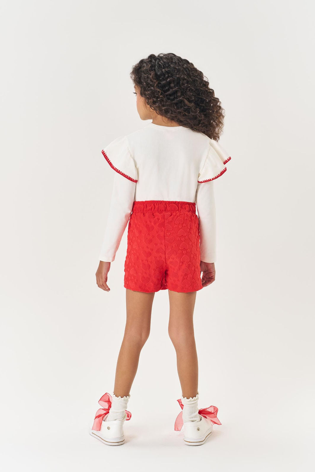 Conjunto Infantil Menina Blusa Babado E Short-Saia Vermelho Mundo Cinti