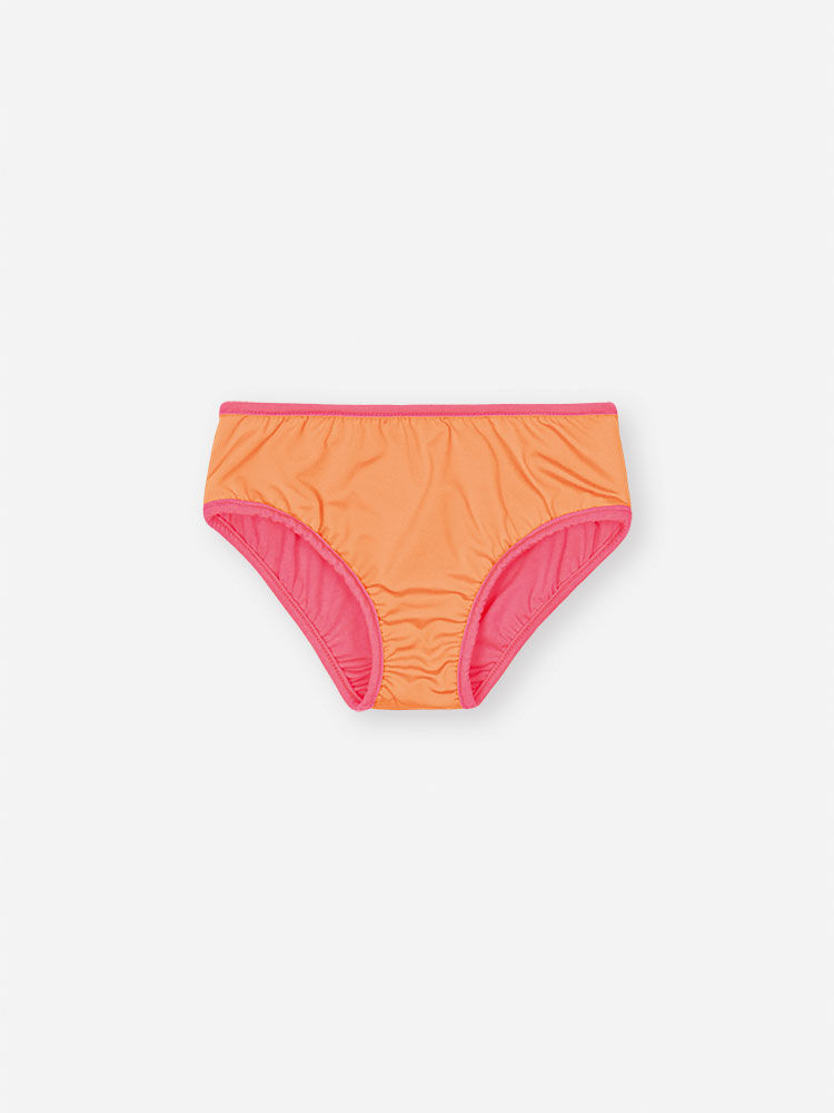 Biquíni Infantil em Malha UV Neon – Moda Praia Menina Verão com Proteção UV e Cores Vibrantes LARANJA NEON FORTE