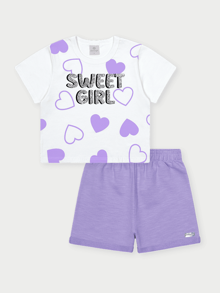 CONJ BLUSA E SHORTS BRANCO/LL AMETISTA