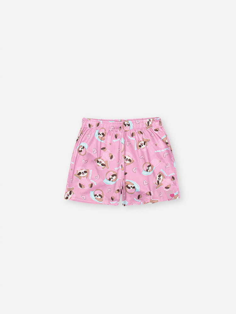 Pijama Infantil com Blusa, Shorts em Malha Suede e Máscara de Dormir – Pijama Menina Verão de Pregui NATURAL/RS IOGURTE