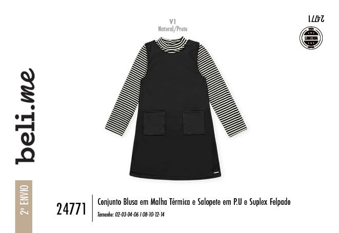 Conjunto Infantil Menina Listrado Petit Paris Beli.me