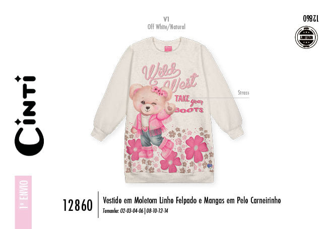 Vestido Infantil Menina Estampa Ursa Wild West – Vestido Confortável Mundo Cinti