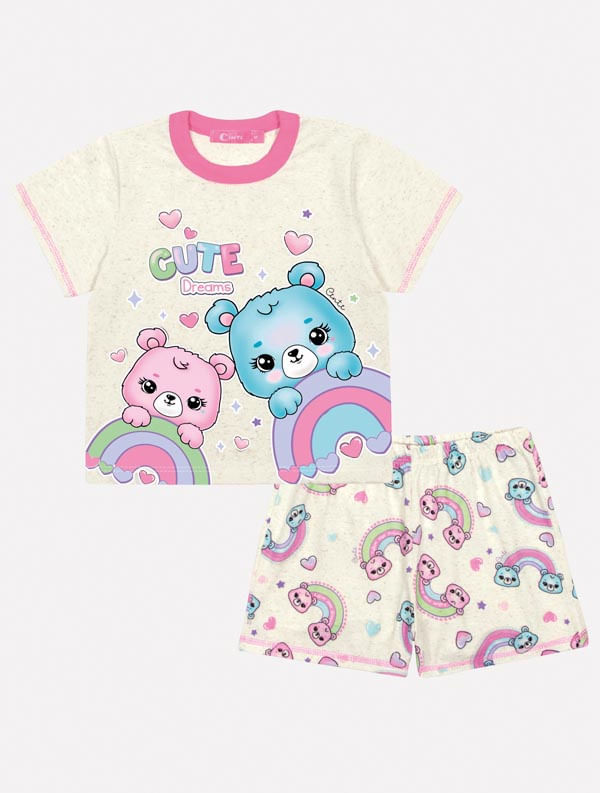 PIJAMA BLUSA E SHORTS RS BARBIE/OFF WHITE