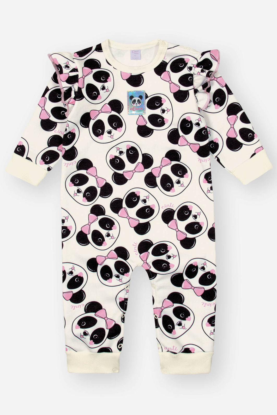 Macacão Bebê Menina Panda Natural Mundo Cinti Macacão Bebê Menina Panda Natural Mundo Cinti