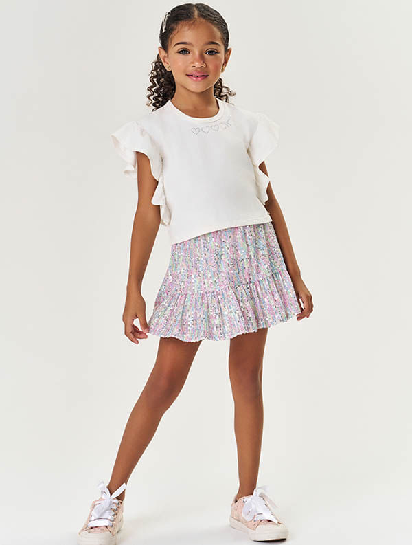 CONJ BLUSA E SAIA/SHORTS NATURAL/BRANCO
