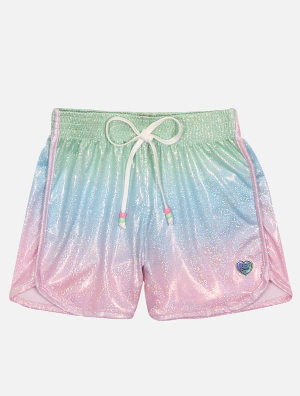Conjunto Infantil Menina Blusa E Short Com Pulseira Natural Mundo Cinti