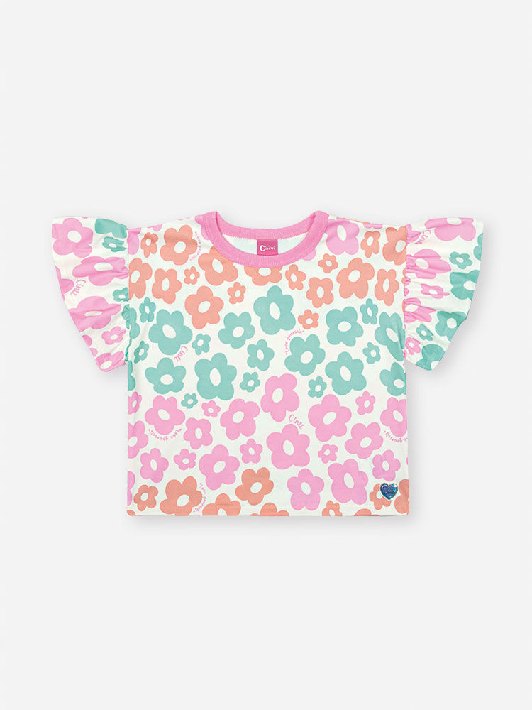 Conjunto Infantil Neon Love com Blusa Boxy e Shorts em New Stretch Floral – Look Menina Verão ROSA BARBIE