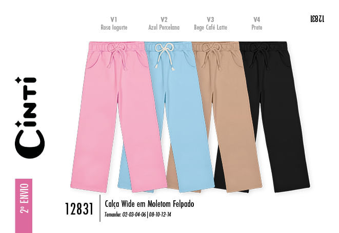 Calça Infantil Wide Leg em Moletom Felpado Quentinha – Inverno Menina Confortável