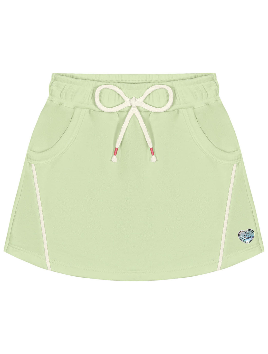 Conjunto Infantil Menina Blusa Cropped E Shorts-Saia Strawberry Off White E Verde Cinti