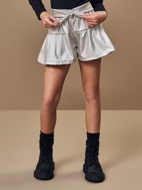 Shorts em P.U. Infantil Menina Pop Star Beli.me