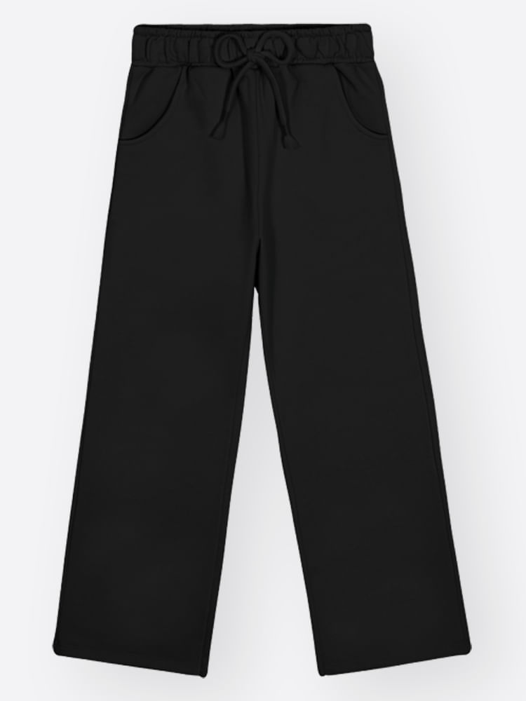 Calça Infantil Wide Leg em Moletom Felpado Quentinha – Inverno Menina Confortável