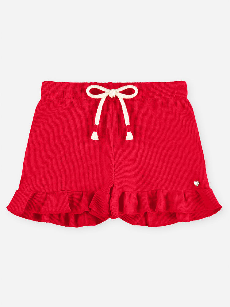 Conjunto Bebê Blusa Boxy com Strass e Short Vermelho