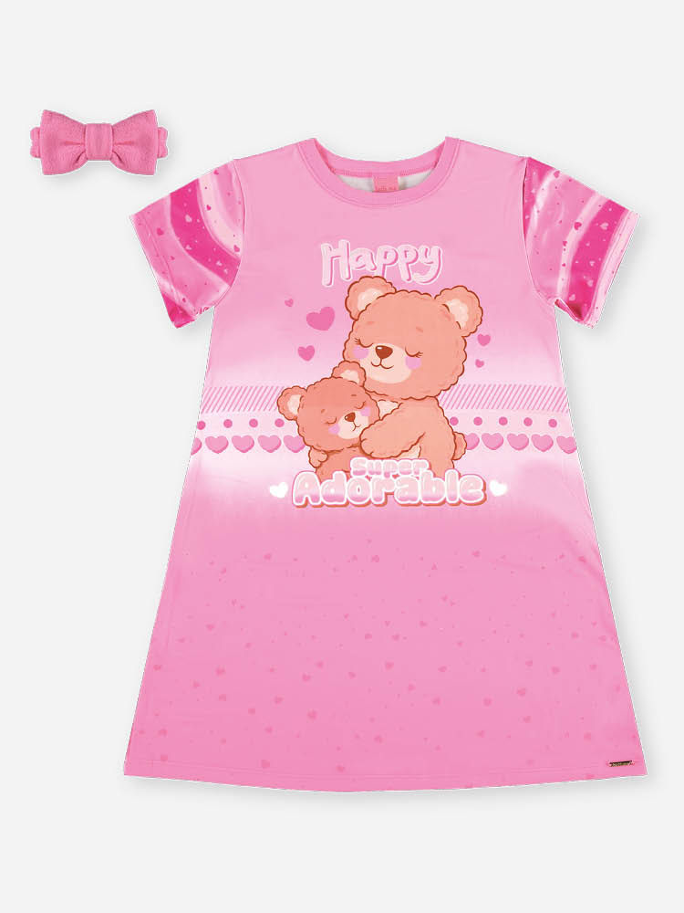 Camisola Infantil Menina com Faixa de Skincare Ursinho
