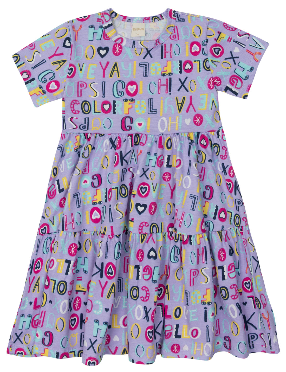 Vestido Infantil Estampado Letrinhas Roxo Vestido Infantil Estampado Letrinhas Roxo