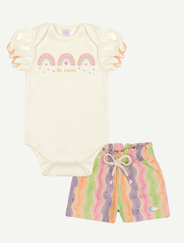 CONJ BODY E SHORTS NATURAL/LJ NEON