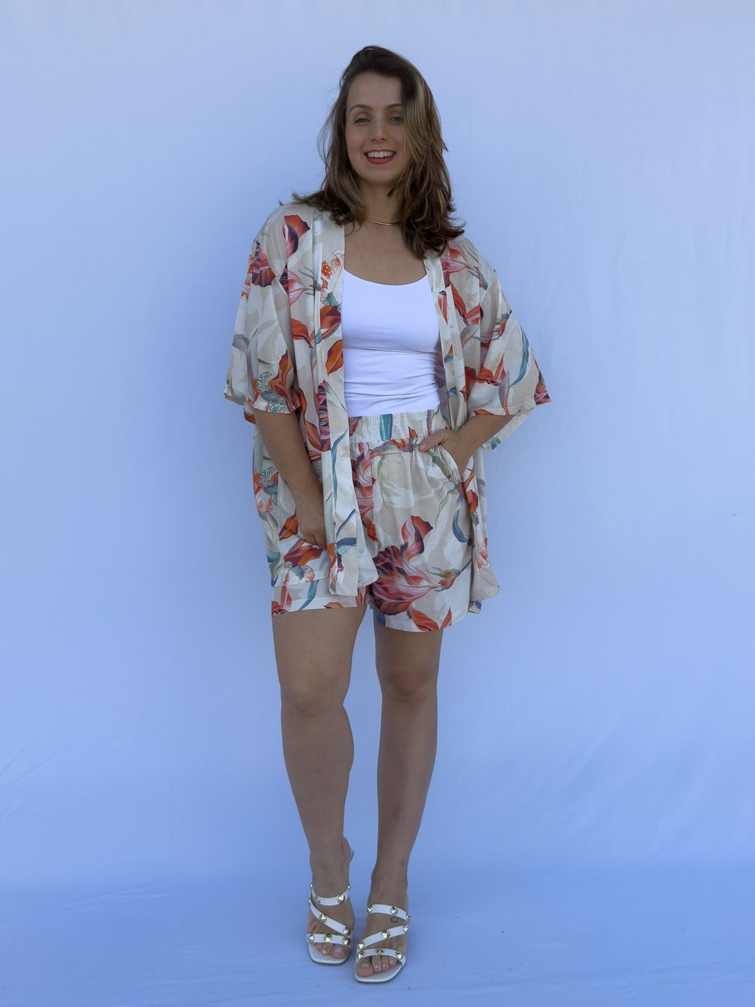 Conjunto - Kimono e short floral color Conjunto - Kimono e short floral color