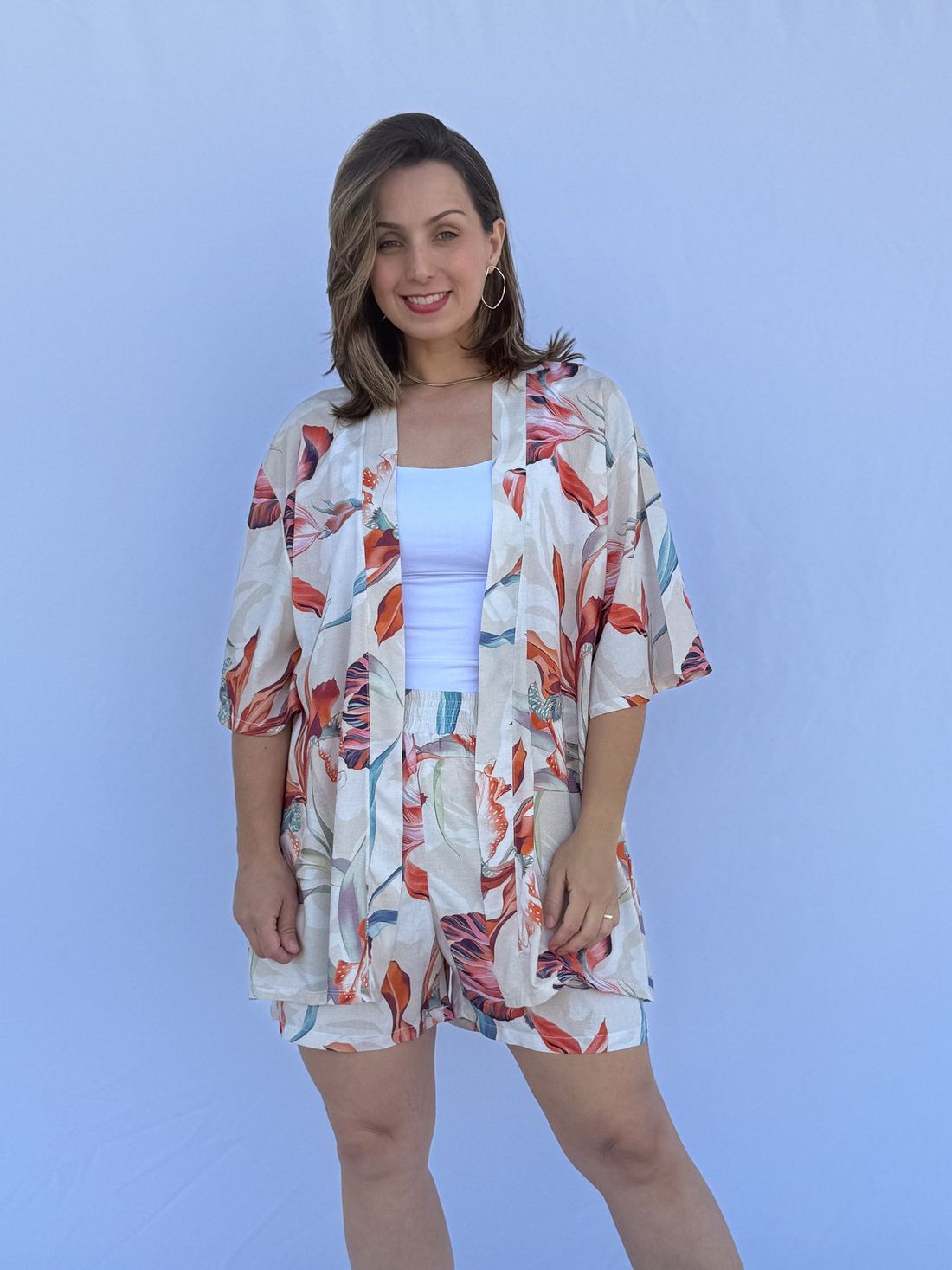 Conjunto - Kimono e short floral color Conjunto - Kimono e short floral color