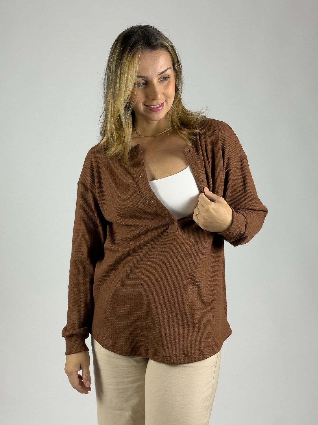 Blusa de amamentação Catarina - Marrom Blusa de amamentação Catarina - Marrom