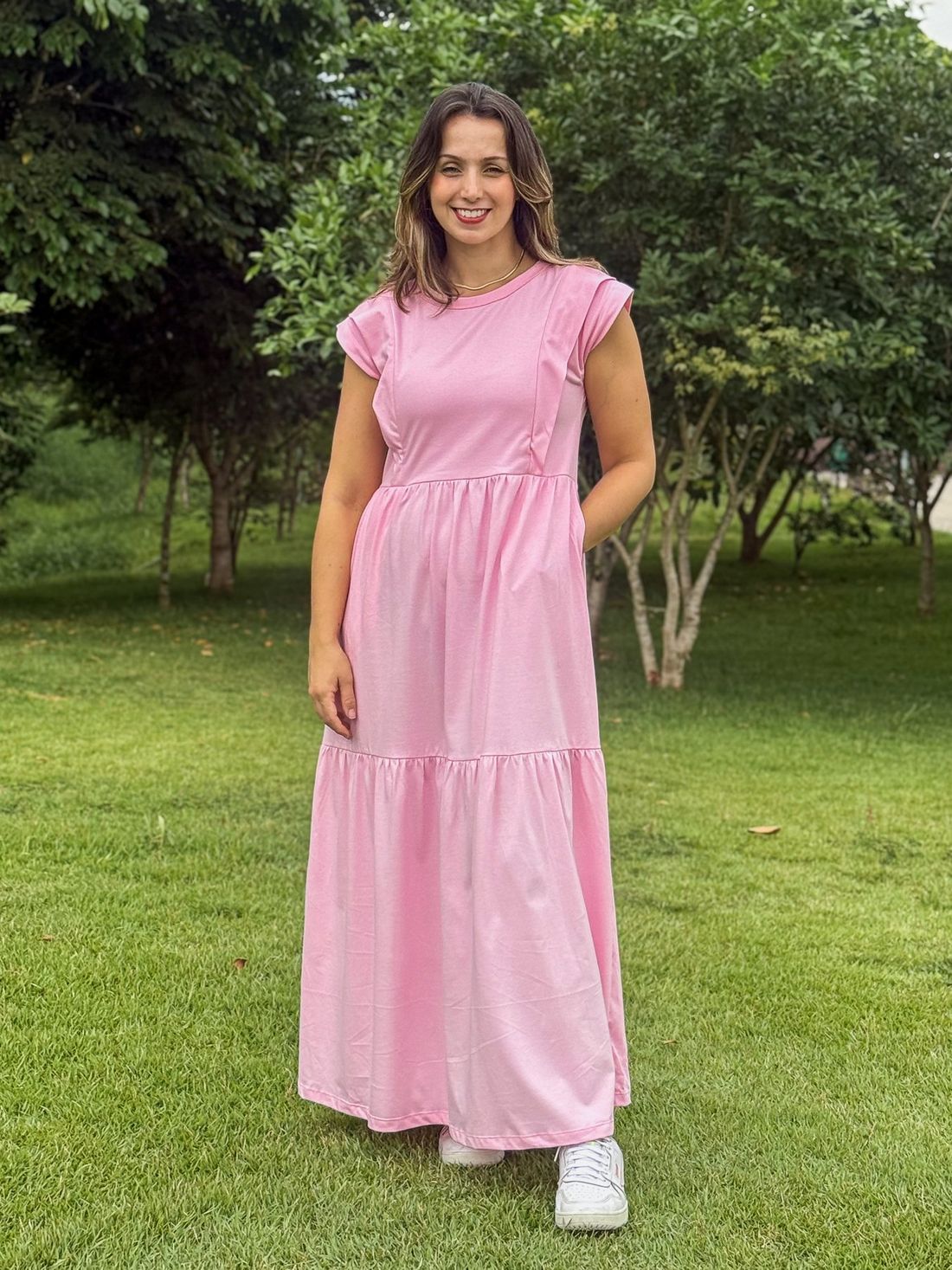 Vestido de amamentação Muscle tee - Rosa bebê Vestido de amamentação Muscle tee - Rosa bebê