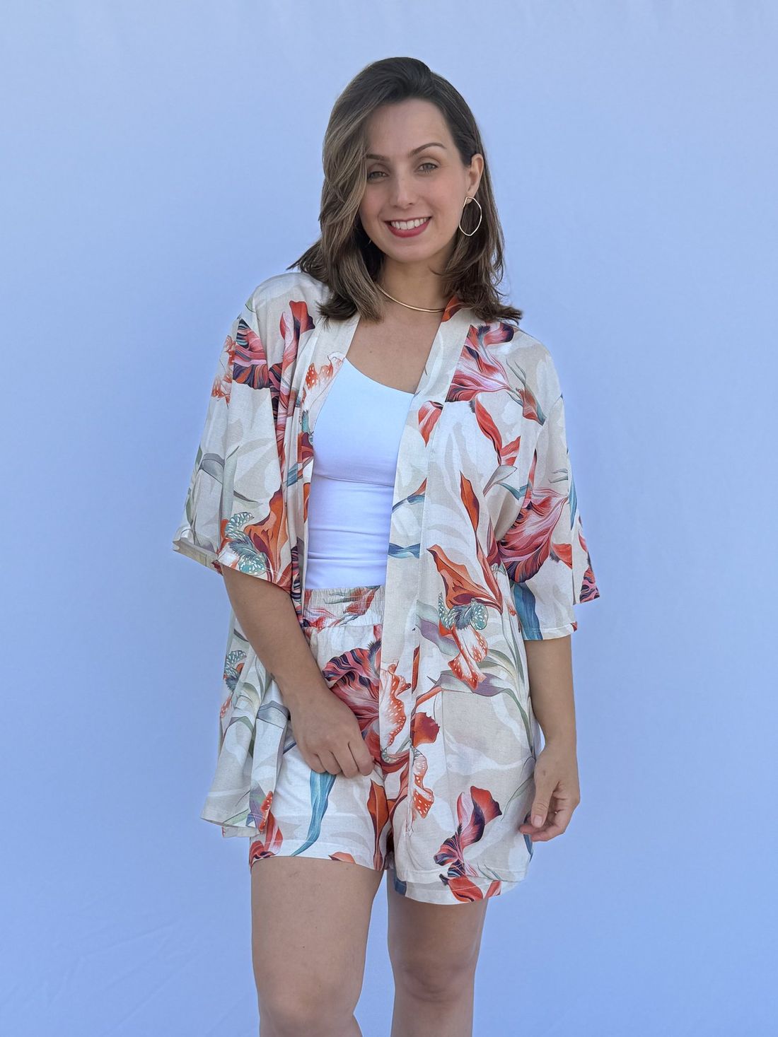 Conjunto - Kimono e short floral color Conjunto - Kimono e short floral color
