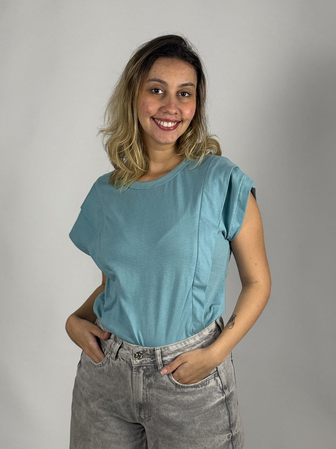 Regata Muscle Tee de amamentação - Azul Regata Muscle Tee de amamentação - Azul