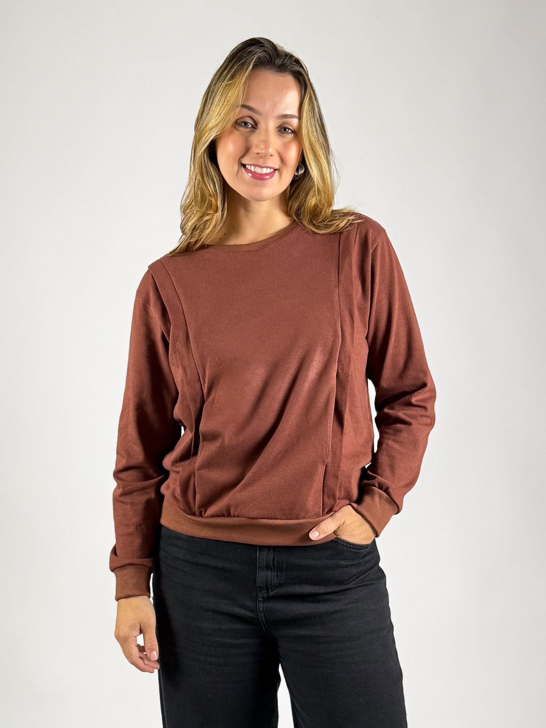 Blusa de amamentação Olívia - Marrom Blusa de amamentação Olívia - Marrom