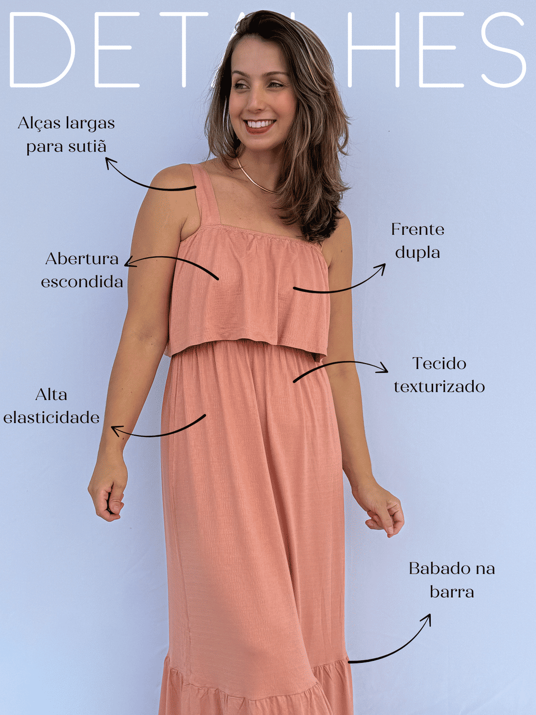 Vestido de Amamentação Babado - Rosa antigo Vestido de Amamentação Babado - Rosa antigo